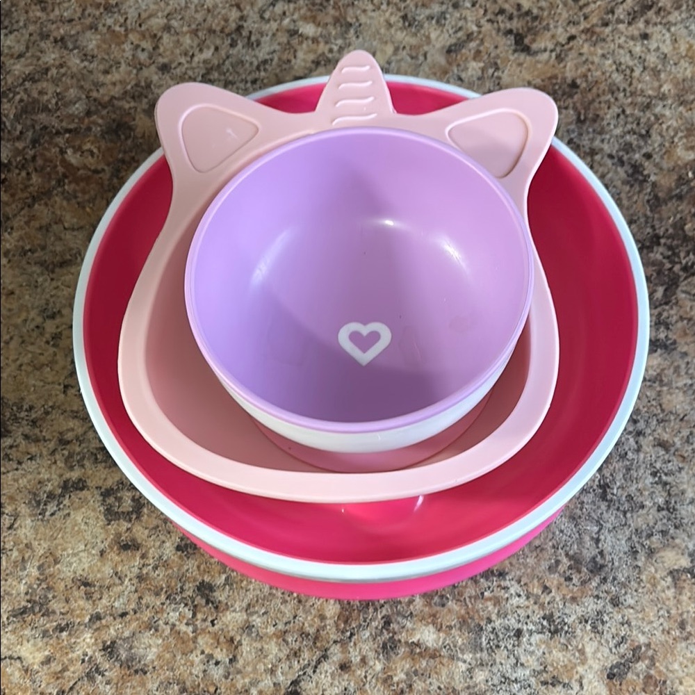 Lot of Pink and Purple Baby Bowls